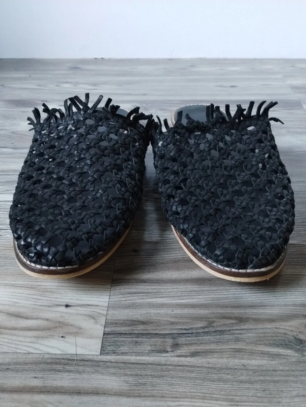 Free People Women's Mirage Woven Flat Black Mule Size 40 US 9 - 9.5